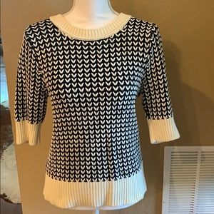 Banana Republic 3/4 Sleeve Sweater Navy/White